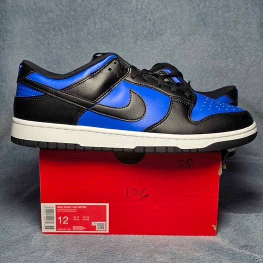 Nike Dunk Low Retro Hyper Royal Black White Mens Size 12